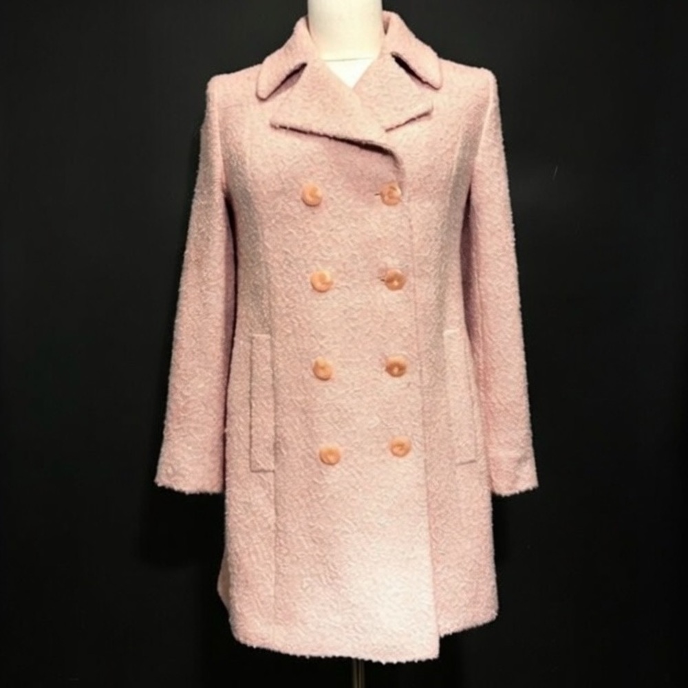 Fleurette Elegant Women's Light Pink Pea Coat, Size 8.